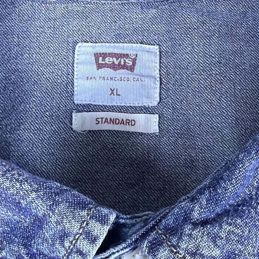 Levis Pearl Snap Shirt Mens Extra Large Blue Long Sleeve Denim Western Standard